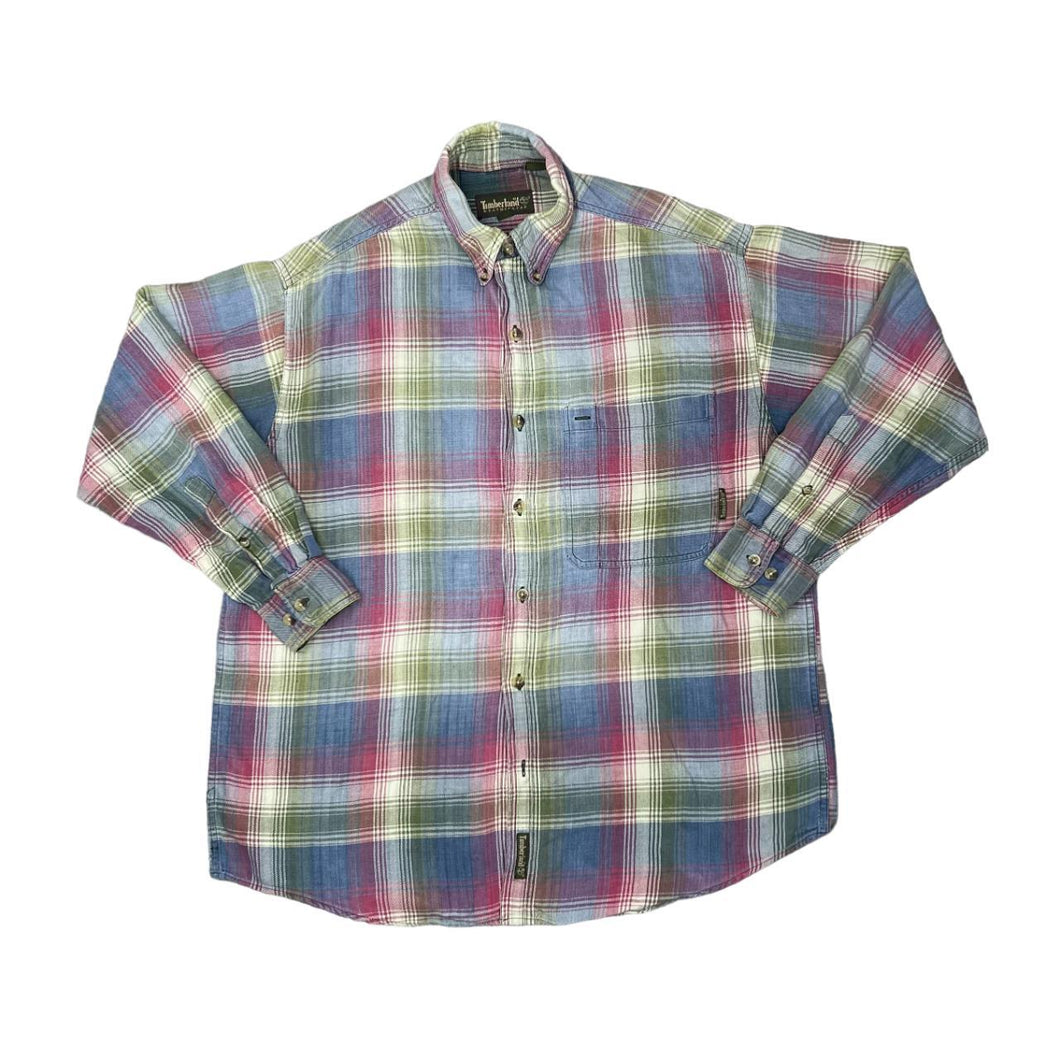 Vintage TIMBERLAND WEATHERGEAR Lumberjack Plaid Check Long Sleeve Flannel Cotton Shirt