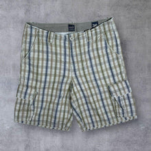 Load image into Gallery viewer, Redhead Beige Brown Navy Blue Check Cotton Cargo Shorts
