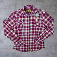 Load image into Gallery viewer, 56 Hubermans Western Style Red Plaid Check Popper Long Sleeve Shirt
