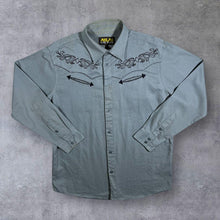 Load image into Gallery viewer, Early 00's Atlas For Men Cowboy Western Grey Cotton Long Sleeve Shirt

