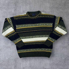 Load image into Gallery viewer, Vintage Nick Taylor Sportswear Grandad Patterned Striped Acrylic Wool Knit Jumper

