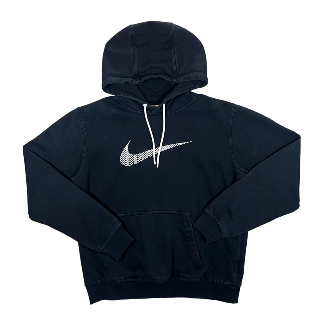 NIKE Embroidered Big Swoosh Logo Black Pullover Hoodie