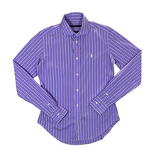 Load image into Gallery viewer, Early 00's RALPH LAUREN "Super Slim Fit" Mini Logo Purple Striped Long Sleeve Cotton Shirt
