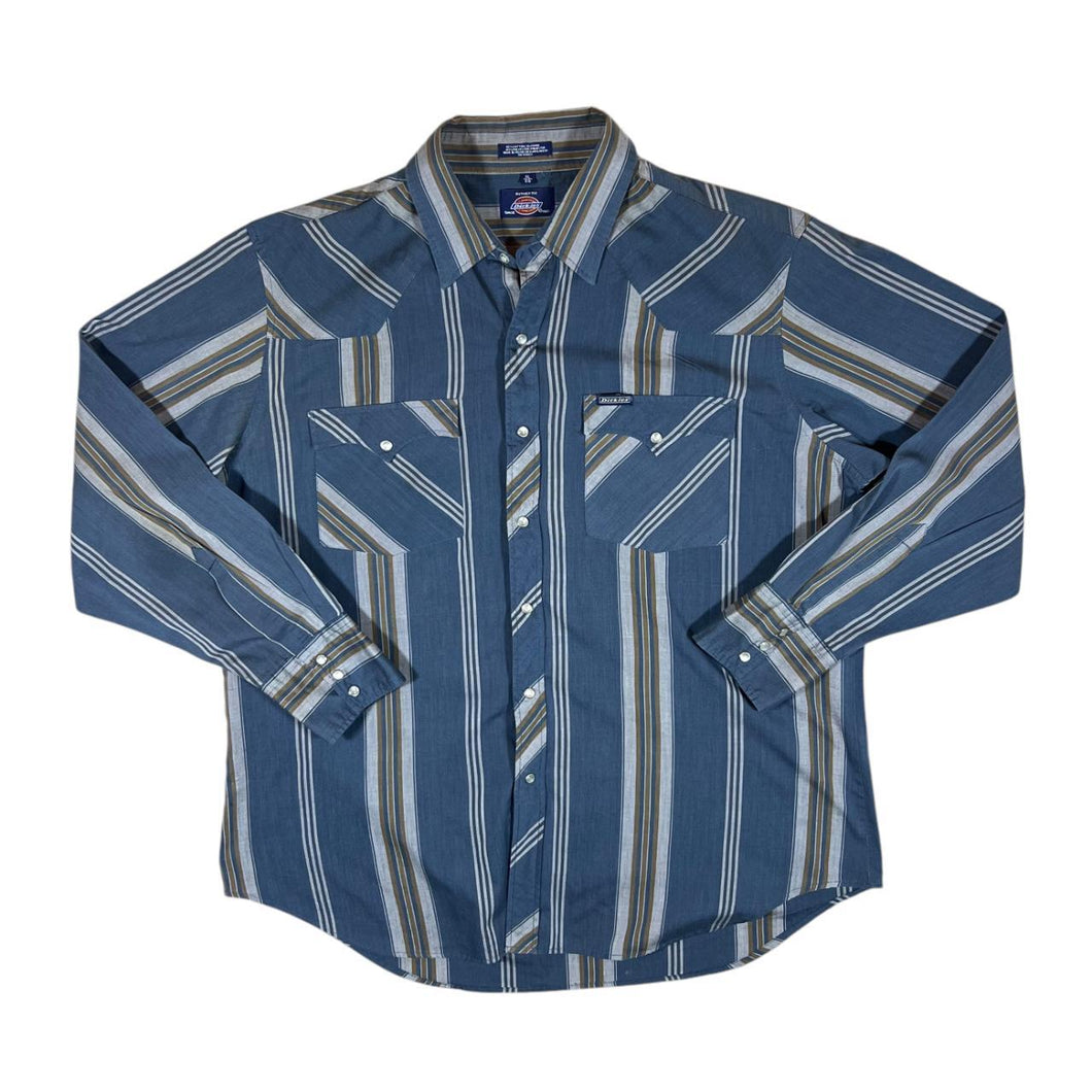 DICKIES Multi Striped Pearl Snap Popper Cowboy Western Shirt