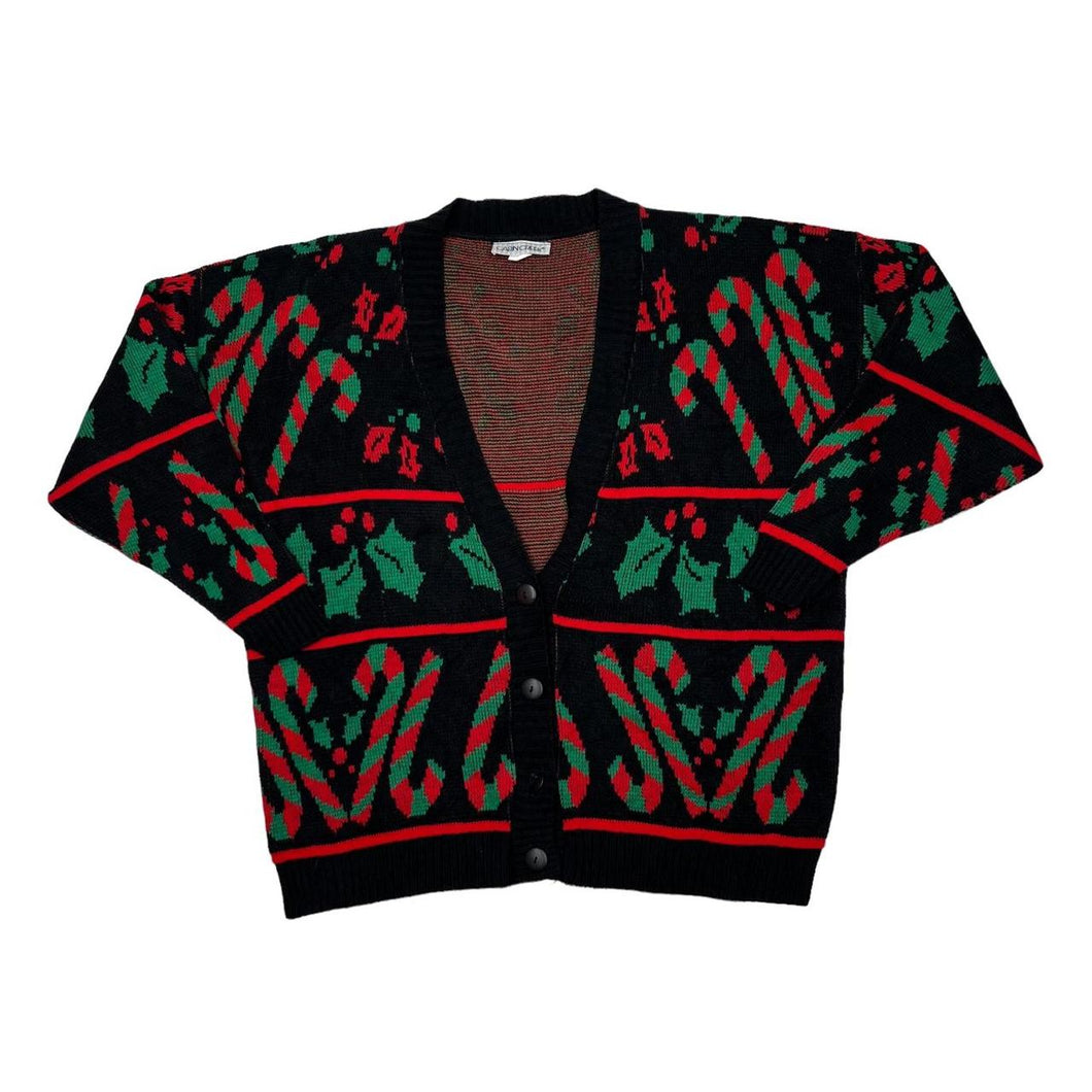Vintage 90’s CABIN CREEK Made In USA Christmas Holiday Festive Patterned Acrylic Knit Cardigan