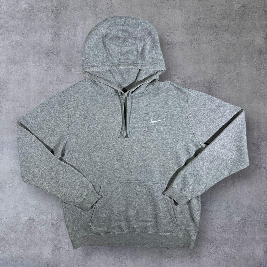 Nike Classic Basic Embroidered Mini Swoosh Logo Grey Pullover Hoodie