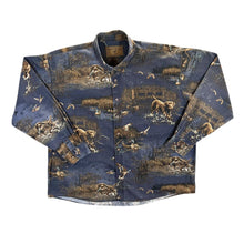 Load image into Gallery viewer, Vintage North River Labrador Dog Duck Hunting Patterned Long Sleeve Button-Up Shirt
