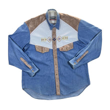 Load image into Gallery viewer, Vintage 90's OSCAR WASHINGTON Cowboy Western Style Long Sleeve Blue Denim Shirt
