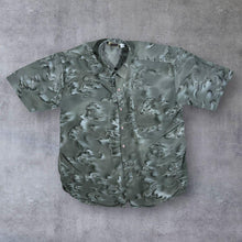 Load image into Gallery viewer, Vintage Clicks Gothic Y2K Dragon Patterned Grey Silk Short Sleeve Shirt

