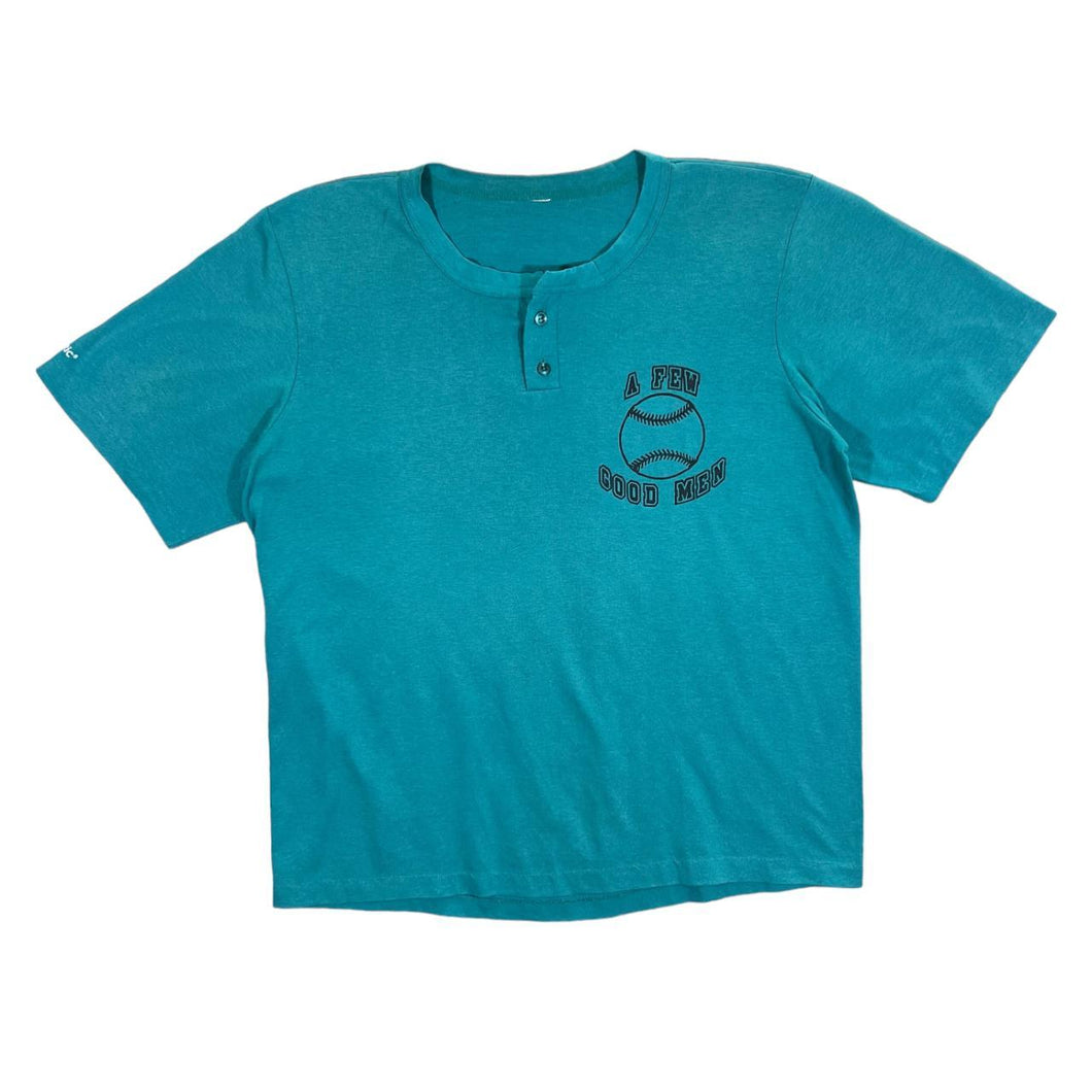 Vintage 90's A FEW GOOD MEN Spellout Graphic Single Stitch Henley Baseball T-Shirt