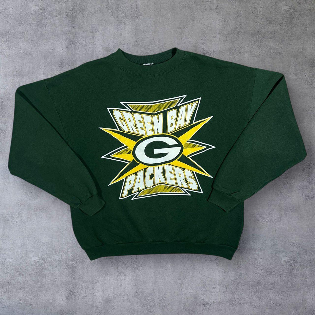 Vintage 90's Logo 7 NFL Green Bay Packers Football Graphic Green Sweatshirt
