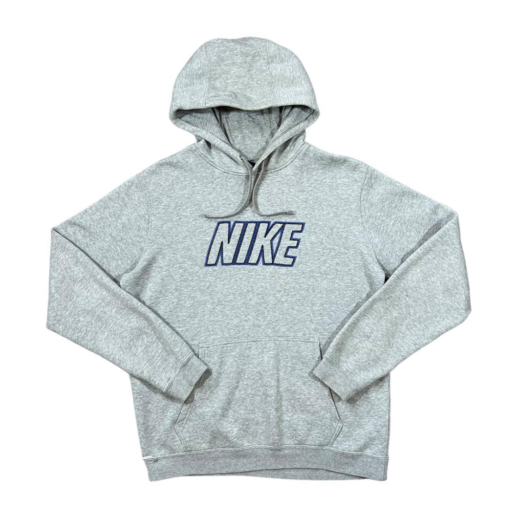 NIKE Classic Embroidered Big Spellout Grey Pullover Hoodie