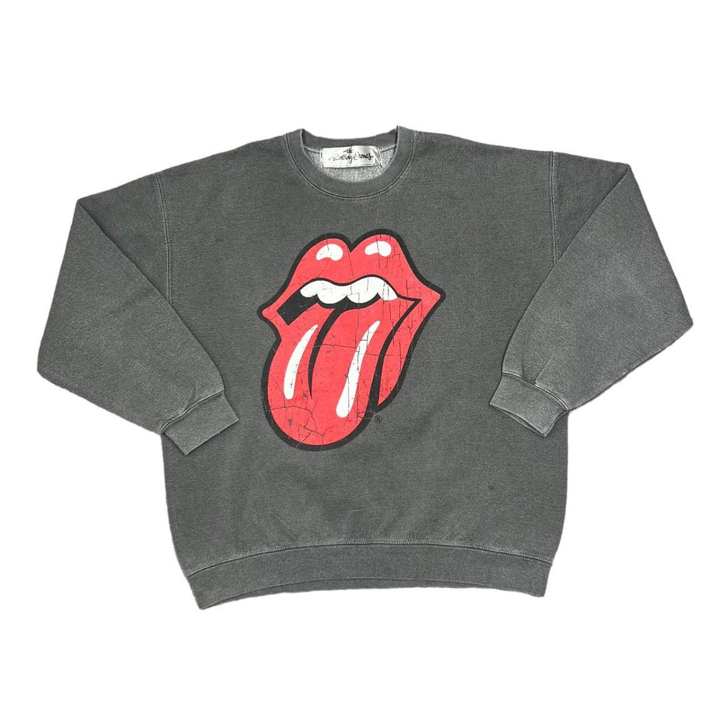 THE ROLLING STONES Classic Tongue Lips Logo Rock Band Graphic Crewneck Sweatshirt