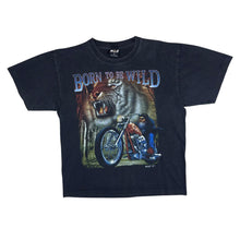 Load image into Gallery viewer, Vintage WILD "Born To Be Wild" Biker Tiger Gothic Spellout Graphic Black T-Shirt
