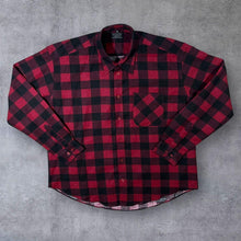Load image into Gallery viewer, Vintage Quarter Deck Grunge Emo Red Black Plaid Check Long Sleeve Cotton Flannel Shirt
