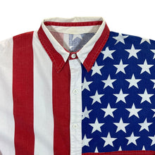Load image into Gallery viewer, Vintage USA American Flag Stars &amp; Stripes Colour Block Patterned Long Sleeve Shirt

