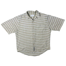 Load image into Gallery viewer, Vintage Stratum Beige White Striped Short Sleeve Linen Blend Shirt
