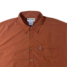 Load image into Gallery viewer, Columbia Sportswear GRT Orange Check Outdoor Utility Hiking Short Sleeve Shirt
