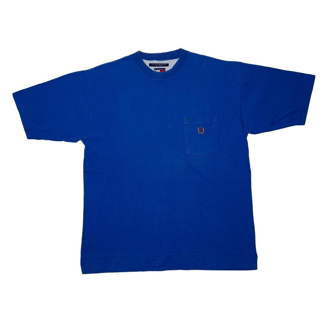 Vintage TOMMY HILFIGER Classic Embroidered Crest Logo Pocket Cotton T-Shirt
