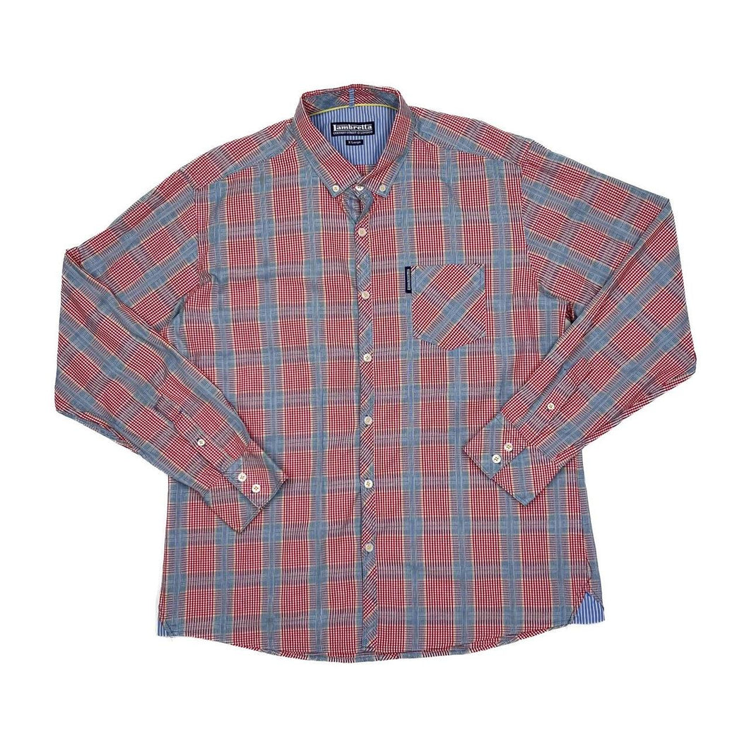 LAMBRETTA Carnaby Street London Classic Mod Check Long Sleeve Button-Up Cotton Shirt