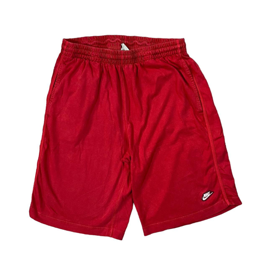NIKE Classic Embroidered Mini Logo Red Sweat Shorts