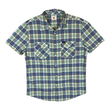 Load image into Gallery viewer, Vintage LEE Green Blue Plaid Check Pearl Snap Popper Short Sleeve Cotton Shirt
