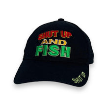 Load image into Gallery viewer, Early 00&#39;s SHUT UP AND FISH Novelty Fishing Embroidered Spellout Souvenir Baseball Cap
