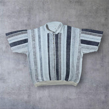 Load image into Gallery viewer, Vintage 90's C&amp;A Grey White Multi Striped Cotton Short Sleeve Polo Shirt
