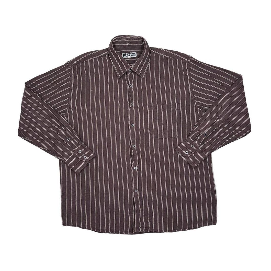 Vintage 90’s L’HOMME MODERNE Classic Striped Long Sleeve Cotton Flannel Shirt