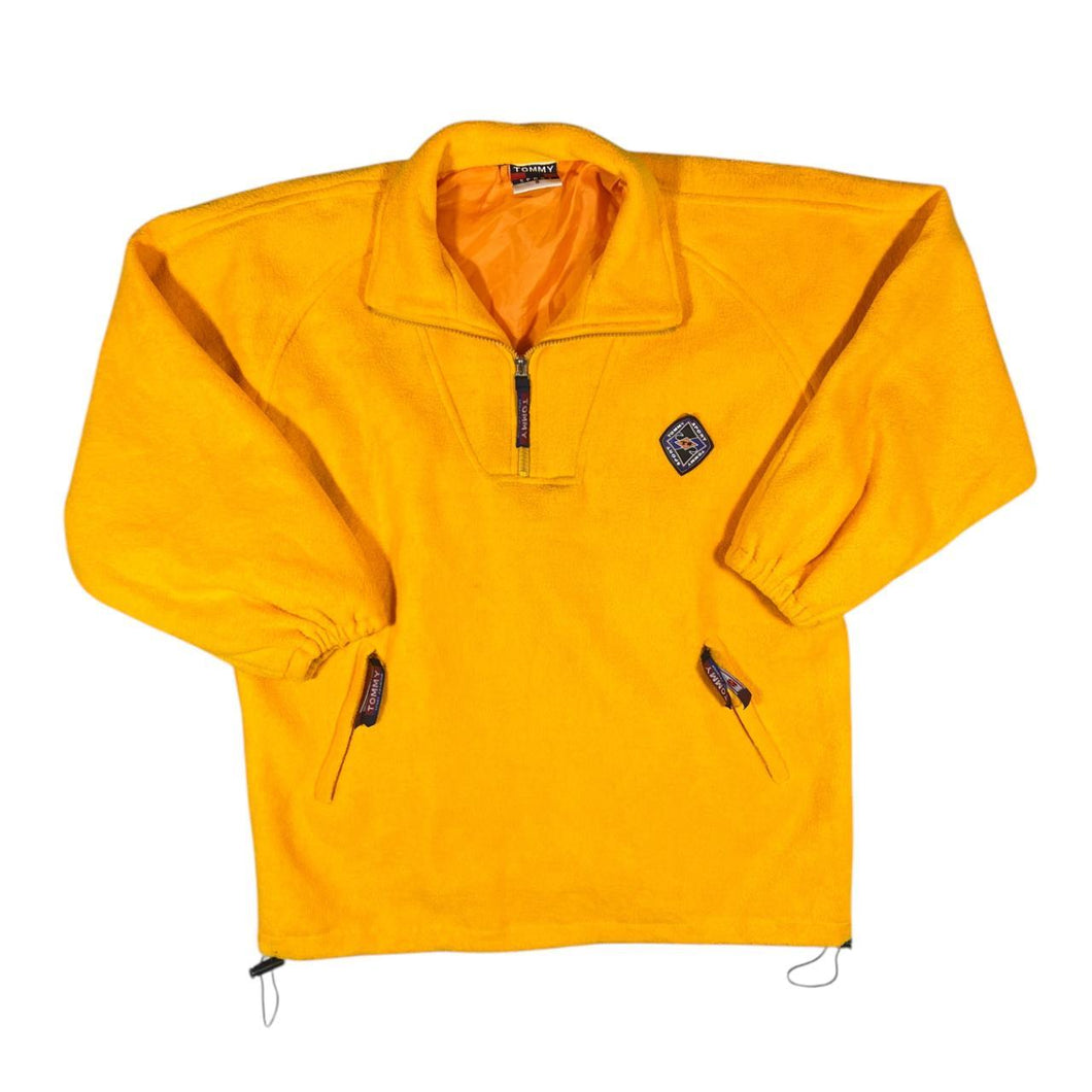 Early 00's TOMMY SPORT Mini Logo Yellow 1/4 Zip Fleece Sweatshirt