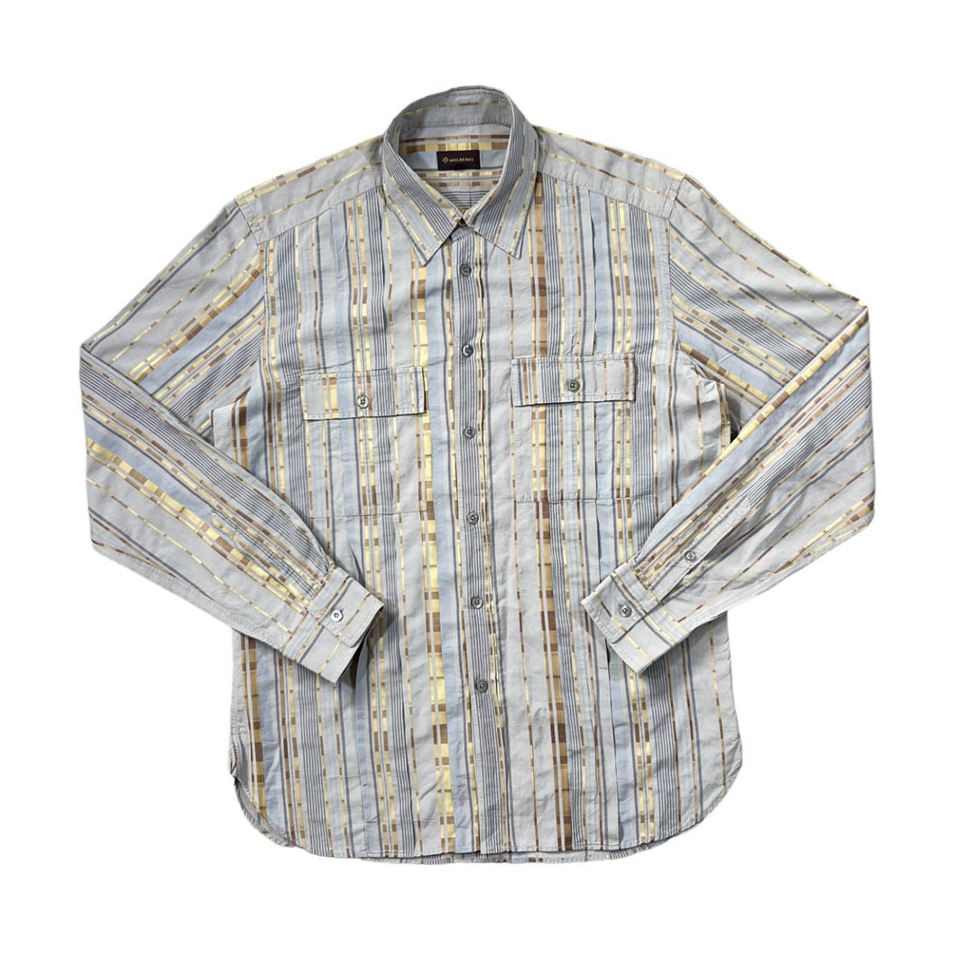 Early 00's MULBERRY Abstract Y2K Multi Striped Long Sleeve Cotton Shirt