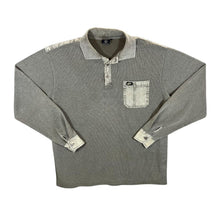 Load image into Gallery viewer, KALAMTON Stonewash Trim Khaki-Grey Cotton Elastane Long Sleeve Polo Shirt
