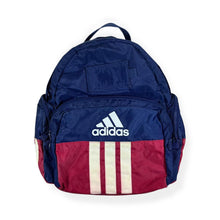 Load image into Gallery viewer, Early 00&#39;s Adidas Blue Red White Three Stripe Rucksack Backpack Bag
