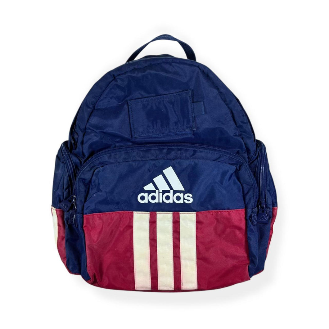 Early 00's Adidas Blue Red White Three Stripe Rucksack Backpack Bag