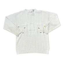Load image into Gallery viewer, Vintage 90&#39;s PULI DESIGNS &quot;Natural&quot; Embroidered Sheep Cable Knit Acrylic Sweater Jumper
