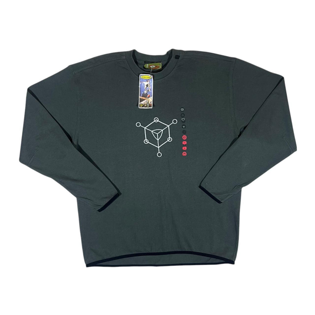 GOTCHA Embroidered Logo Y2K Surfer Skater Long Sleeve Dark Olive T-Shirt