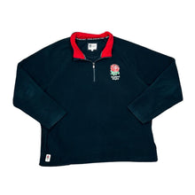 Load image into Gallery viewer, ENGLAND RUGBY Embroidered Rose Logo Spellout 1/4 Zip Pullover Fleece Sweatshirt
