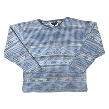 Load image into Gallery viewer, Vintage Perge Aztec Crazy Patterned Striped Long Sleeve Towelling-Style T-Shirt Top
