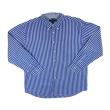 Load image into Gallery viewer, Tommy Hilfiger Blue White Striped Long Sleeve Button-Up Cotton Shirt
