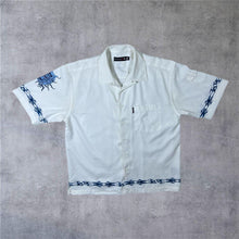 Load image into Gallery viewer, Early 00's Trespass Goth Y2K Tribal Patterned White Polyester Shirt
