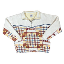 Load image into Gallery viewer, Vintage THINK PINK Checked Patterned 1/4 Zip Pullover Towelling Fleece Sweatshirt
