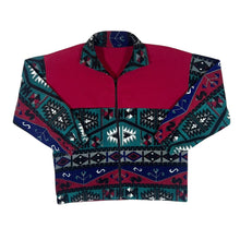 Load image into Gallery viewer, Vintage Crazy Abstract Patterned Colour Block Zip Fleece Sweatshirt
