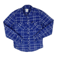 Load image into Gallery viewer, LEE &quot;Western Shirt&quot; Blue White Check Popper Button Long Sleeve Cotton Shirt
