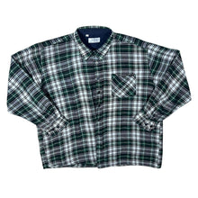Load image into Gallery viewer, Vintage Vesta Green Black White Plaid Check Long Sleeve Flannel Shirt
