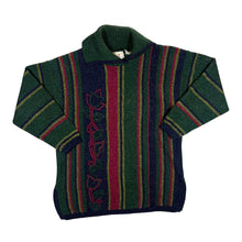 Load image into Gallery viewer, Vintage 90's HAMELLS Floral Embroidered Striped Acrylic Wool Knit Collared Sweater Jumper
