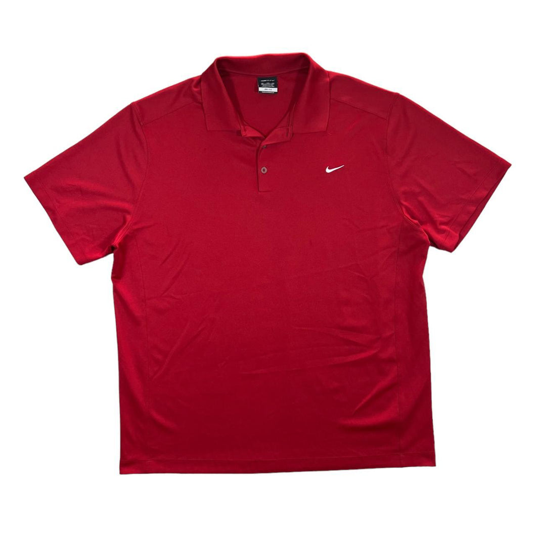 NIKE GOLF Dri-Fit Classic Embroidered Mini Swoosh Logo Red Short Sleeve Polo Shirt