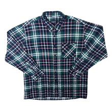 Load image into Gallery viewer, Vintage Vesta Green Black Plaid Check Long Sleeve Cotton Flannel Shirt
