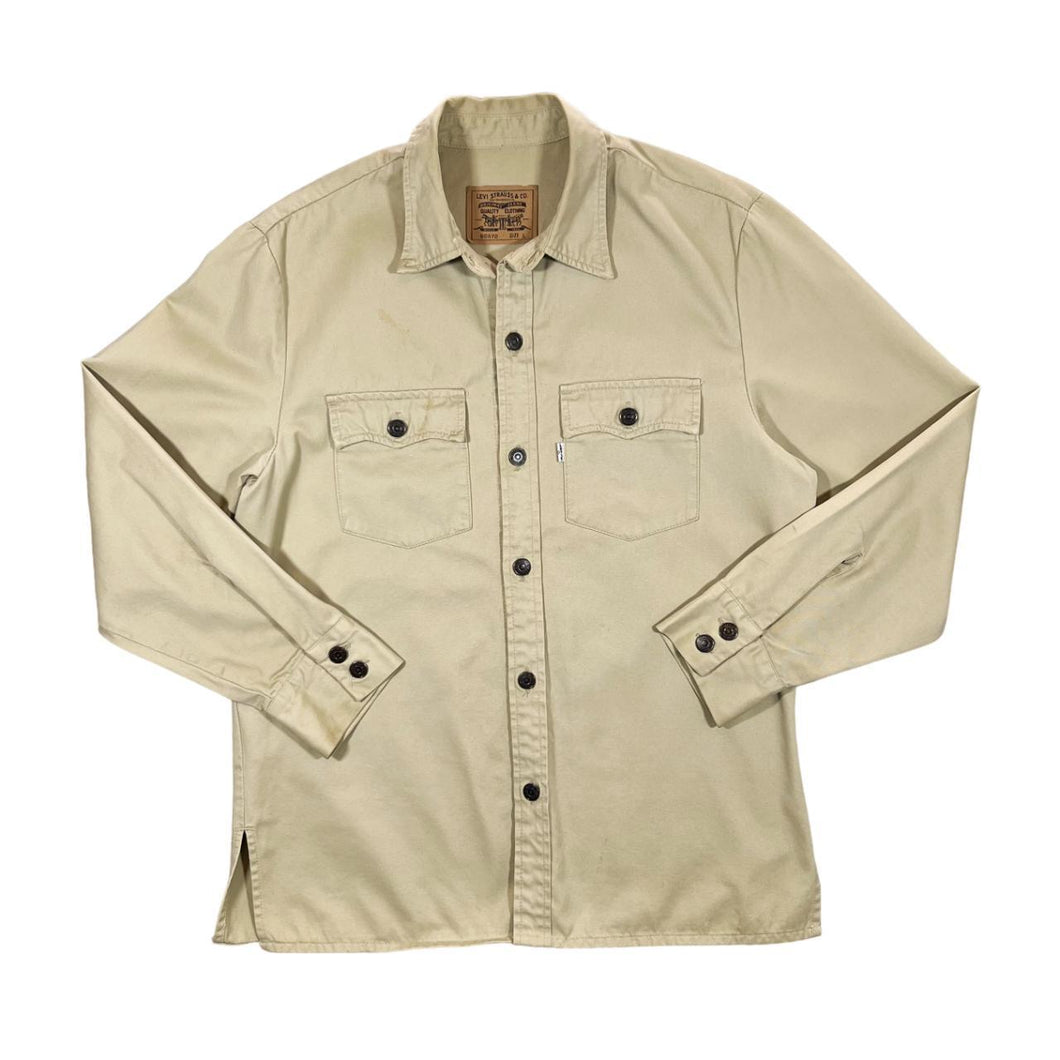 Vintage 90's LEVI'S White Tab Made In Italy Beige Cotton Long Sleeve Over Shirt Jacket