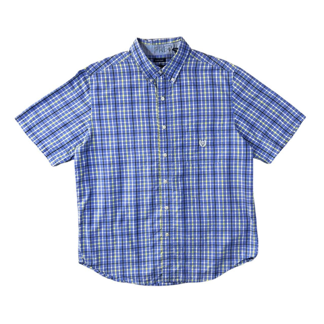 Early 00's CHAPS Classic Plaid Check Embroidered Mini Logo Short Sleeve Button-Up Shirt