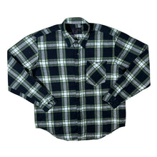 Load image into Gallery viewer, Vintage Faoyun Black Green Plaid Check Long Sleeve Cotton Flannel Shirt
